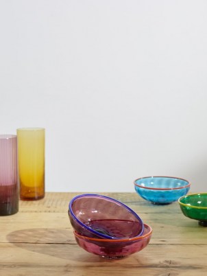 LA DOUBLEJ X Salviati set of four glass nut bowls ~ multicoloured glassware ~ coloured Murano dishes - flipped