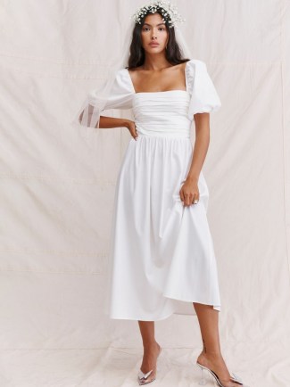 Reformation Rachelle Dress | white fit and flare puff sleeve dresses | romantic fashion