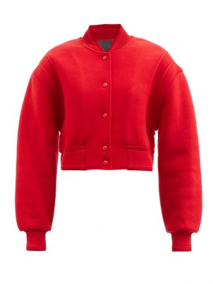 GIVENCHY Logo-jacquard red wool varsity jacket ~ classic preppy style cropped jackets ~ womens outerwear