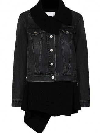 Sacai Hybrid knitted cardigan denim jacket | womens casual designer jackets | shawl collar