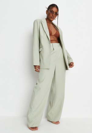 sarah ashcroft x missguided sage co ord tailored oversized blazer ~ womens green on trend blazers ~ celebrity fashion collaboration jackets - flipped