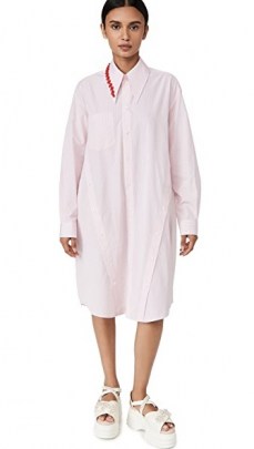 Simone Rocha Masculine Shirtdress with Button Placket Detail / womens longline cotton shirt dresses - flipped