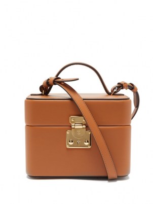 TANNER KROLLE Annabel 18 tan leather box bag ~ light brown boxy shoulder bags ~ chic square top handle handbag ~ womens designer handbags