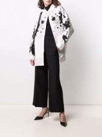 Valentino floral-lace collared jacket ~ womens white and black luxe style jackets