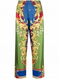 Versace silk baroque-pattern print trousers ~ womens luxe printed trousers