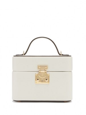 TANNER KROLLE Annabel 18 white-leather box bag ~ vanity case style top handle bags - flipped