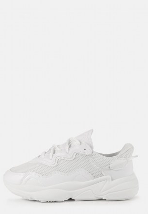 MISSGUIDED white faux suede panelled chunky trainers ~ on trend sneakers ~ womens fashionable sporty footwear