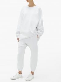 RAEY Recycled-yarn white cotton-blend sweatshirt / womens round neck sweatshirts