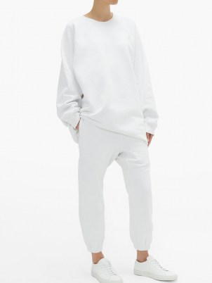 RAEY Recycled-yarn white cotton-blend sweatshirt / womens round neck sweatshirts - flipped