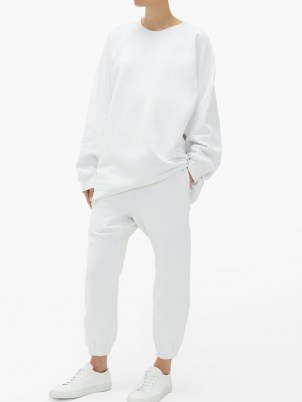RAEY Recycled-yarn white cotton-blend sweatshirt / womens round neck sweatshirts