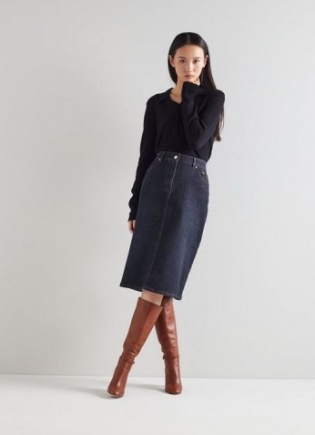 L.K. BENNETT WILLOW BLUE ORGANIC COTTON DENIM SKIRT ~ classic pencil skirts ~ womens essential fashion ~ wardrobe staple - flipped