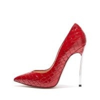 CASADEI BLADE LACROC in RED SQUARE ~ shiny crocodile embossed high heel pumps ~ pointed toe courts ~ party court shoes ~ glamorous occasion footwear ~ stiletto heels