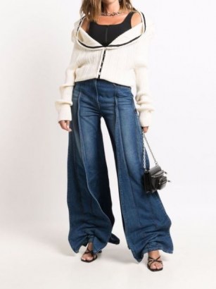Y/Project Pavillon wide-leg jeans | womens ruched designer denim - flipped