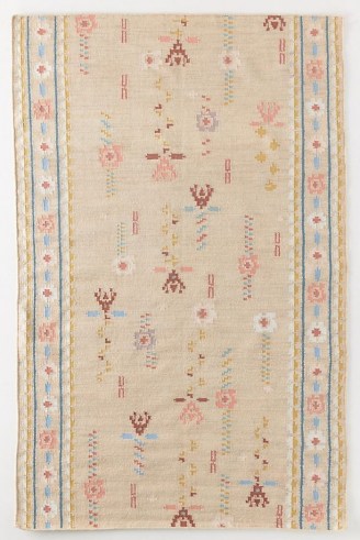 ANTHROPOLOGIE Flatwoven Elsa Rug ~ floral ethnic style rugs ~ boho homeware ~ bohemian floor coverings