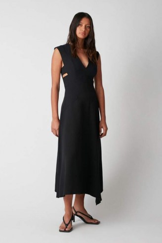 CAMILLA AND MARC Aberdeen Dress in black ~ chic cut out detail LBD ~ sleeveless asymmetric hemline occasion dresses ~ minimalist event fashion ~ womens effortless style clothing - flipped