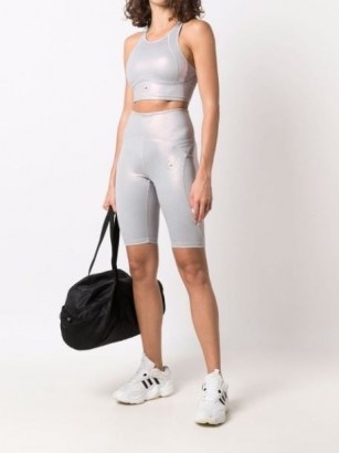adidas by Stella McCartney shiny training crop top – sports luxe tops - flipped