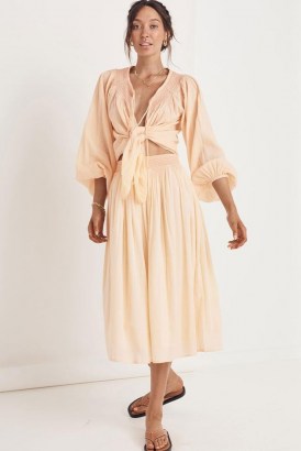 SPELL AMIRA SMOCK SKIRT Apricot – organic cotton skirts – bohemian style fashion - flipped