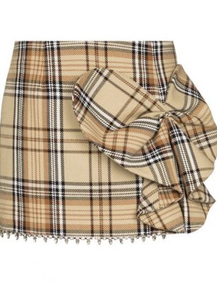 AREA Heart Bow check-pattern miniskirt / beige checked mini skirts