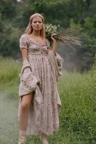 ANTHROPOLOGIE Dawn Wildflower Tiered Maxi Dress ~ floral boho style dresses ~ beautiful bohemian fashion - flipped