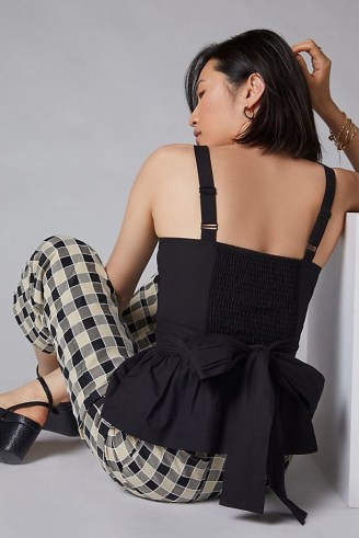 Mare Mare Flounced Bow-Tie Cami Black ~ peplum hem camisole tops ~ back detail fashion - flipped