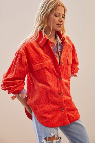 Maeve Corduroy Shirt Jacket / bright orange textured cord shackets