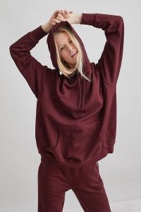 Les Girls Les Boys Oversized Hoody Wine ~ womens dark red slouchy pullover cotton hoodies