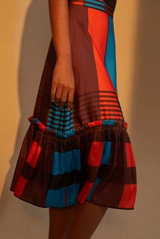Eva Franco Striped Midi Skirt | ruffle trim tiered hem skirts - flipped
