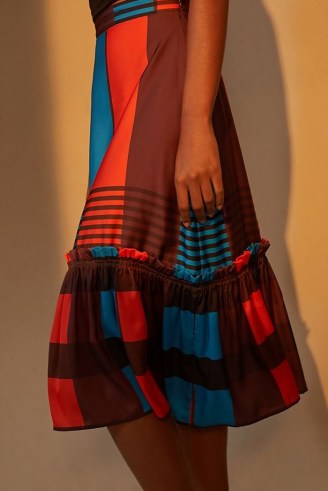 Eva Franco Striped Midi Skirt | ruffle trim tiered hem skirts