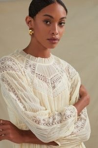 Let Me Be Pleated Lace Midi Dress Ivory / romantic floral lace boho dresses / beautiful bohemian inspired fashion
