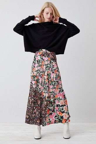 Kachel Georgia Printed Midi Skirt Black Motif / mixed floral print skirts - flipped