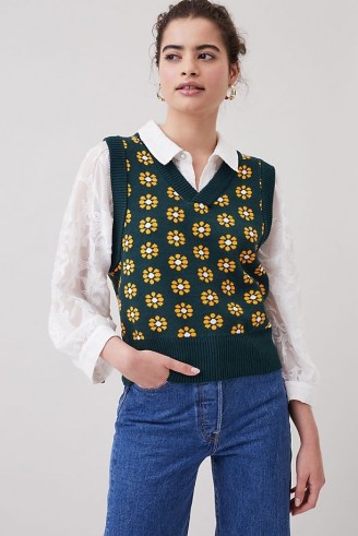 Resume Sweater Vest / floral knitted vests / womens retro tank tops / women’s vintage inspired tanks - flipped