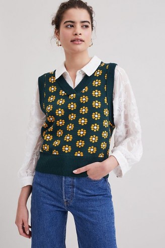Resume Sweater Vest / floral knitted vests / womens retro tank tops / women’s vintage inspired tanks