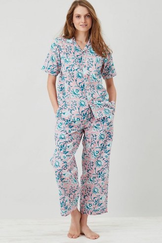 Dilli Grey Winter Jasmine Trouser Pyjama Set in Pink / womens floral pyjamas / women’s organic cotton PJs / sleepwear sets - flipped