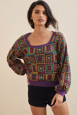 Farm Rio Crochet Jumper | womens 70s inspired jumpers | women’s retro knitwear - flipped