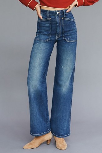 Pilcro The Selvedge Carpenter Wide-Leg Jeans Blue | womens denim fashion crafted from sustainable materials | PVA-free indigo dye