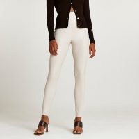 RIVER ISLAND Beige faux leather skinny trousers