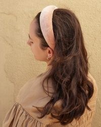 Loeffler Randall Bellamy Shell Puffy Headband | pink velvet headbands | luxe hair accessorirs