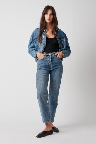 CAMILLA AND MARC Betty Denim Jean in Worn Wash ~ women’s high rise waist crop leg jeans ~ womens cropped blue jeans - flipped