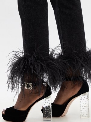 ROGER VIVIER Broche crystal-buckle velvet platform sandals ~ glamorous clear crystal-encrusted perspex block heels ~ luxe platforms - flipped