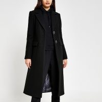 RIVER ISLAND Black longline coat ~ womens winter coats ~ women’s outerwear