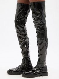 GIVENCHY Patent-leather over-the-knee boots ~ shiny black thigh high boots
