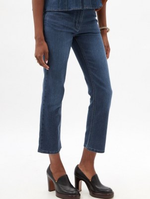 CHLOÉ High-rise cropped flared-leg jeans | womens designer blue denim fashion | crop hem jean - flipped