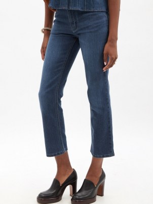 CHLOÉ High-rise cropped flared-leg jeans | womens designer blue denim fashion | crop hem jean