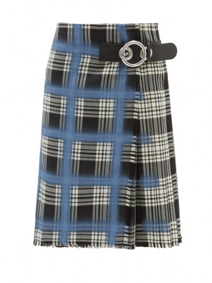 MARNI Spray-paint tartan wool-twill kilt skirt / womens designer fashion kilts / women’s plaid skirts