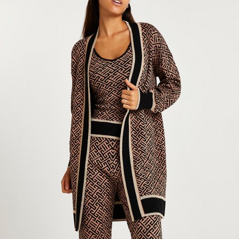 River Island Brown aztec print cardigan | longline open front patterned cardigans