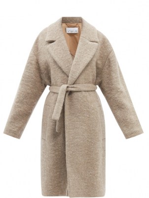 RAEY Belted wool-blend coat in light brown ~ women classic tie waist winter coats ~ women’s chic outerwear - flipped