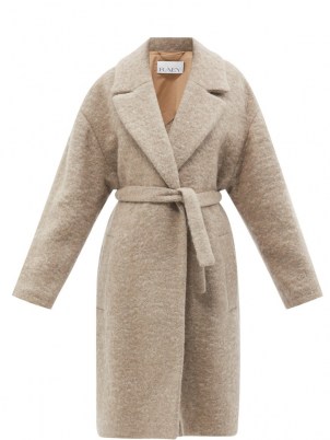 RAEY Belted wool-blend coat in light brown ~ women classic tie waist winter coats ~ women’s chic outerwear