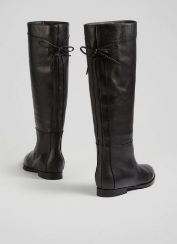 L.K. Bennett CASSANDRA BLACK SOFT CALF LEATHER KNEE BOOTS | womens chic winter footwear | women’s tie detail boots