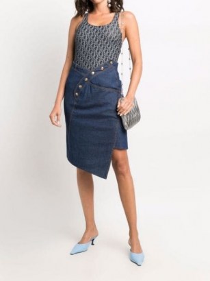 Christian Dior 2000s pre-owned asymmetric denim skirt | womens designer skirts | asymmetrical fashion designs - flipped