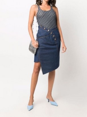 Christian Dior 2000s pre-owned asymmetric denim skirt | womens designer skirts | asymmetrical fashion designs